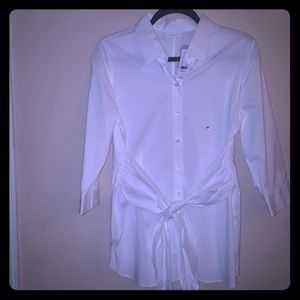 NWT -White Tie Front Tunic 3/4 sleeve - M